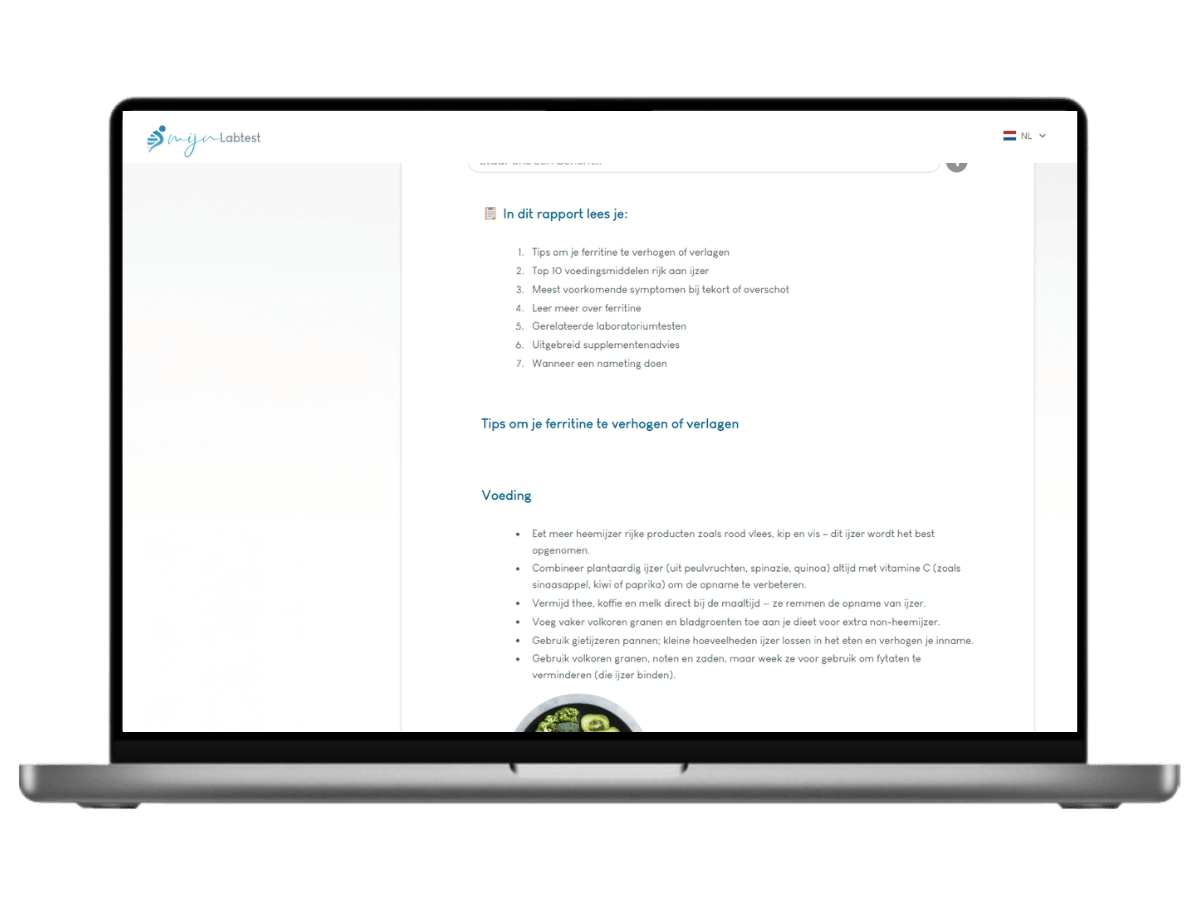 Dit is wat er allemaal in jouw ferritine rapportage staat.