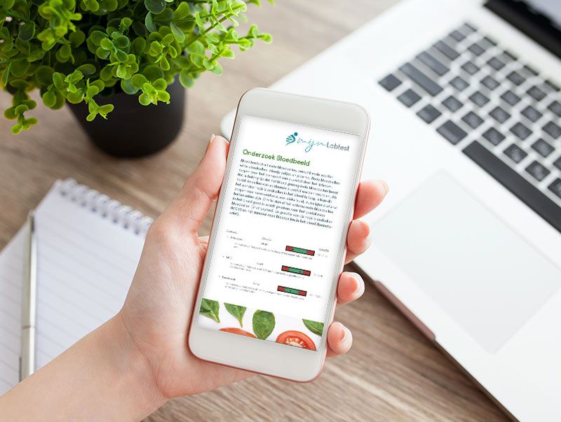 Het resultaat van de vegetariër profiel bloedtest is eenvoudig af te lezen vanaf elk device