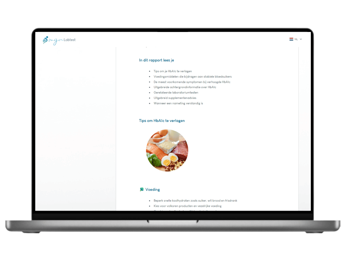 Zo ziet het resultaat van je HbA1c bloedsuiker test eruit. Zo ziet het resultaat van je HbA1c bloedsuiker test eruit.