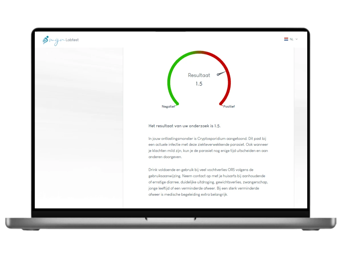 Het resultaat van jouw Cryptosporidium test is op laptop te bekijken eenvoudig vanuit huis.