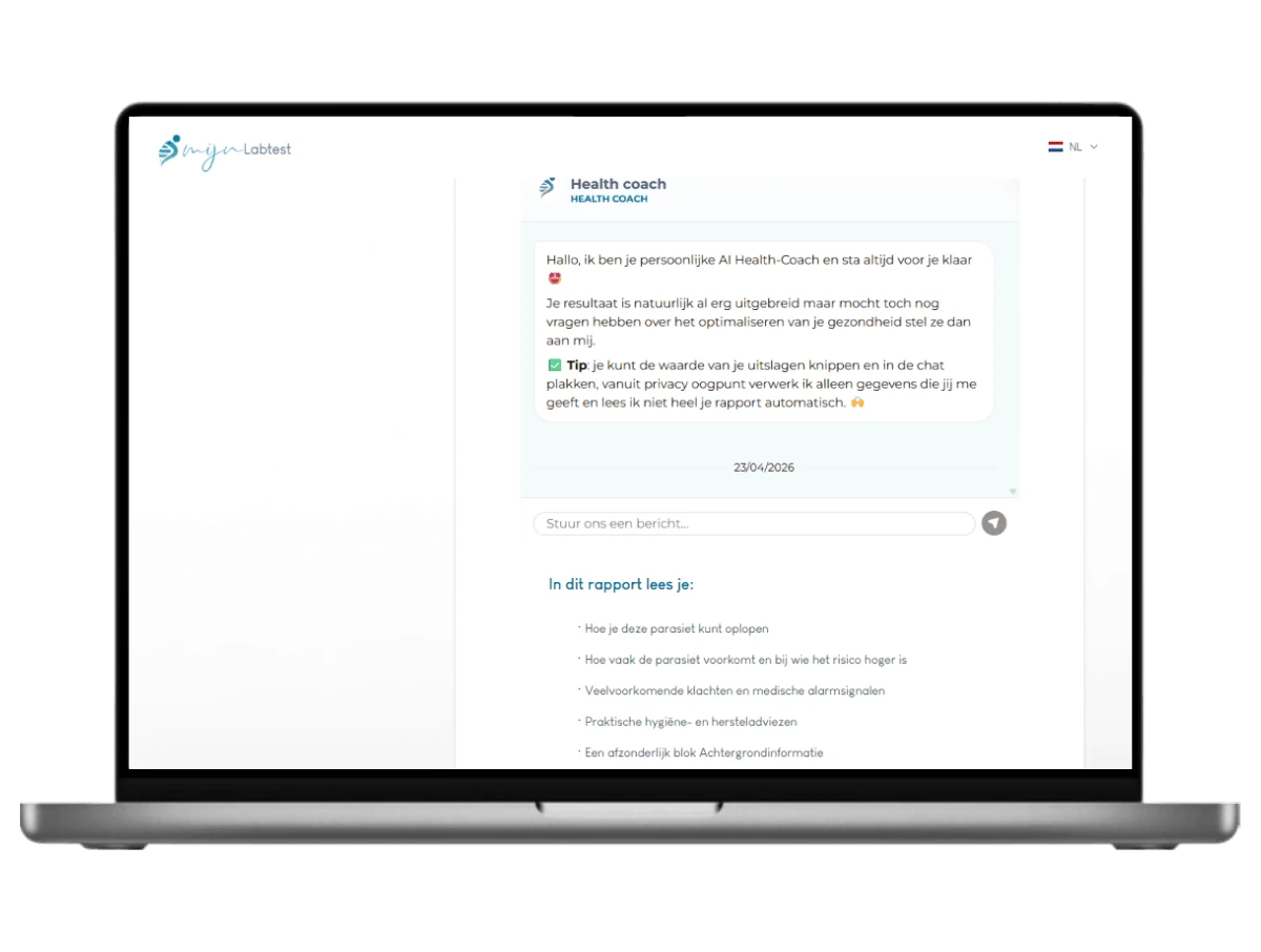 Chat met onze AI health coach over het resultaat van jouw Cryptosporidium test