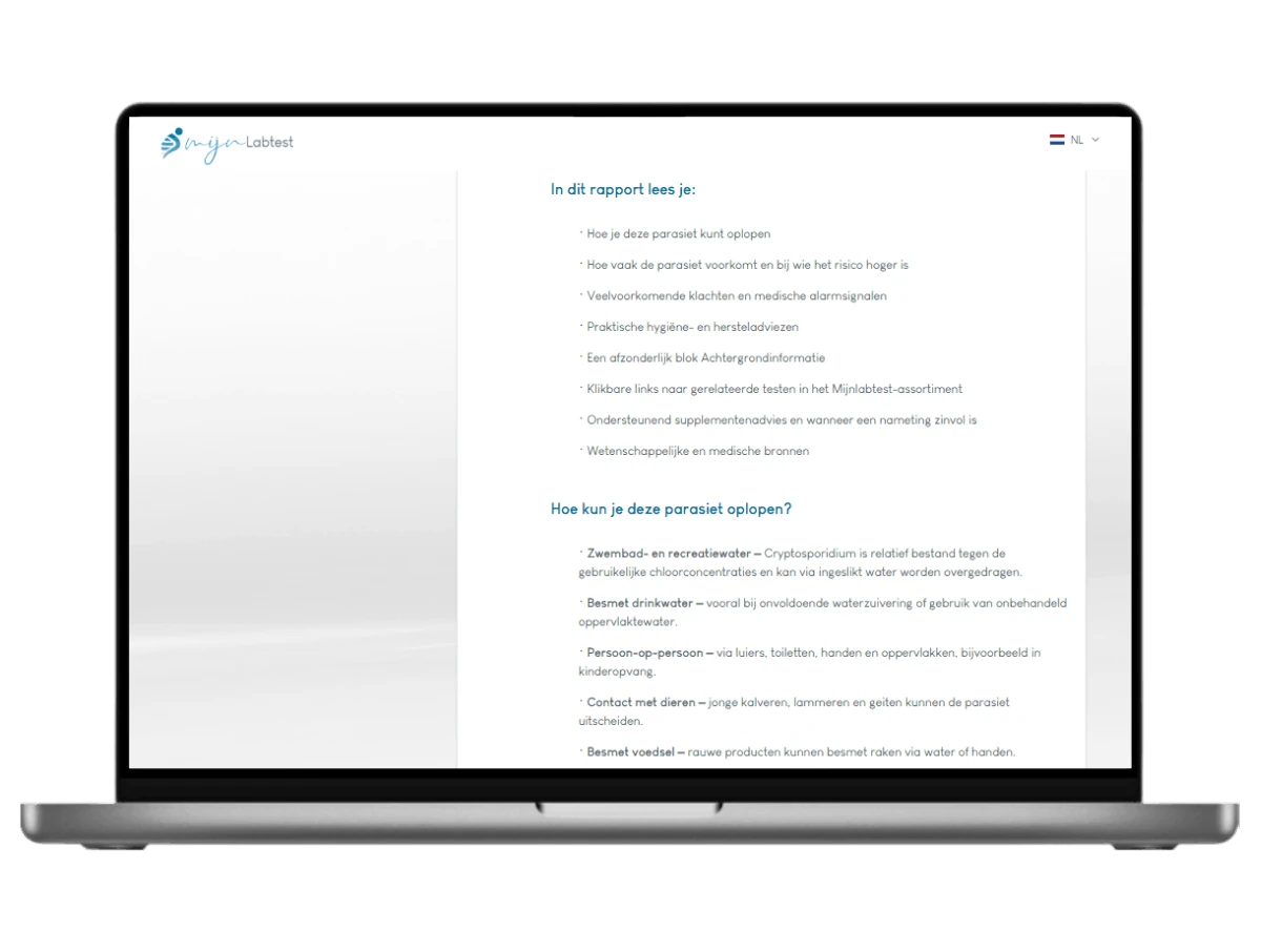 In dit rapport lees je alles over Cryptosporidium 