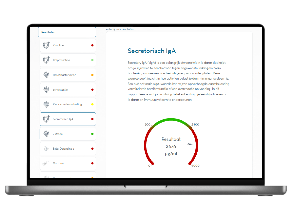 Het resultaat van een Darmtest XL Pro, Meest complete darmtest 22 waarden in één onderzoek