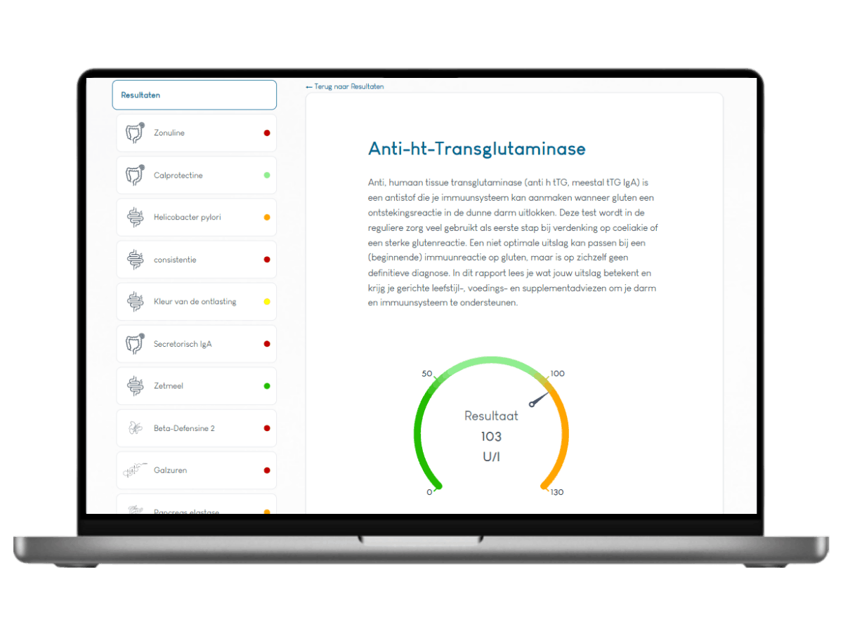 Het resultaat van de Darmtest XL Pro van Mijnlabtest, Meest complete darmtest 22 waarden in één onderzoek