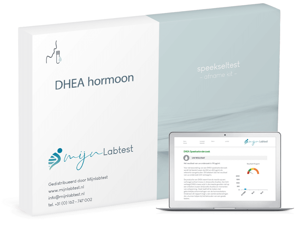 de DHEA hormoon test wordt afgenomen met een eenvoudige test kit die we per brievenbuspakketje naar je opsturen