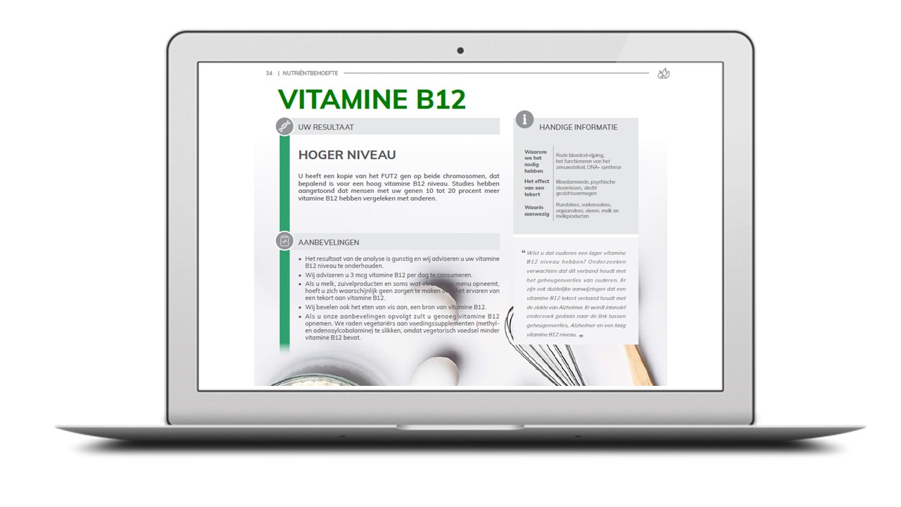 Je ontvangt de resultaten van je Nutri-Gene+ leefstijl test in een PDF bestand.