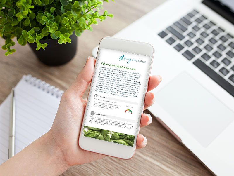Het resultaat van je vitamine B test is eenvoudig af te lezen vanaf computer en telefoon. 