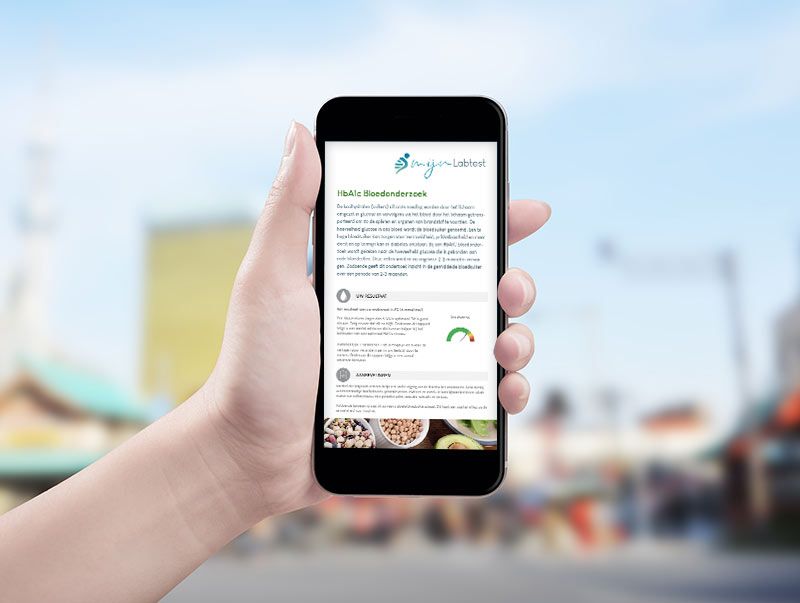 De uitslag van je bloedsuiker test is eenvoudig te lezen op telefoon en computer