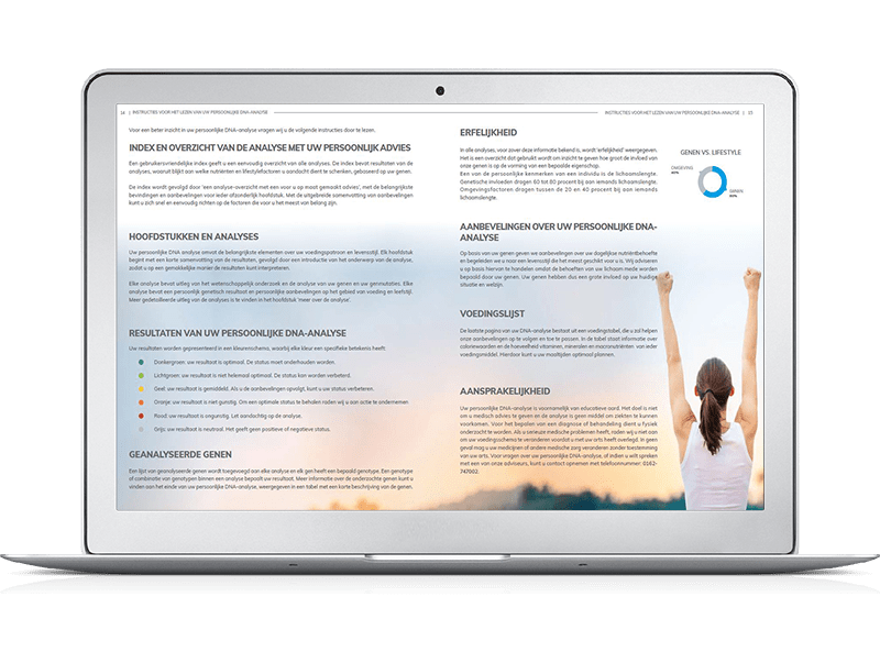 Nutri-Gene Pro uitslag- Per hoofdstuk een overzichtelijke inleiding. 