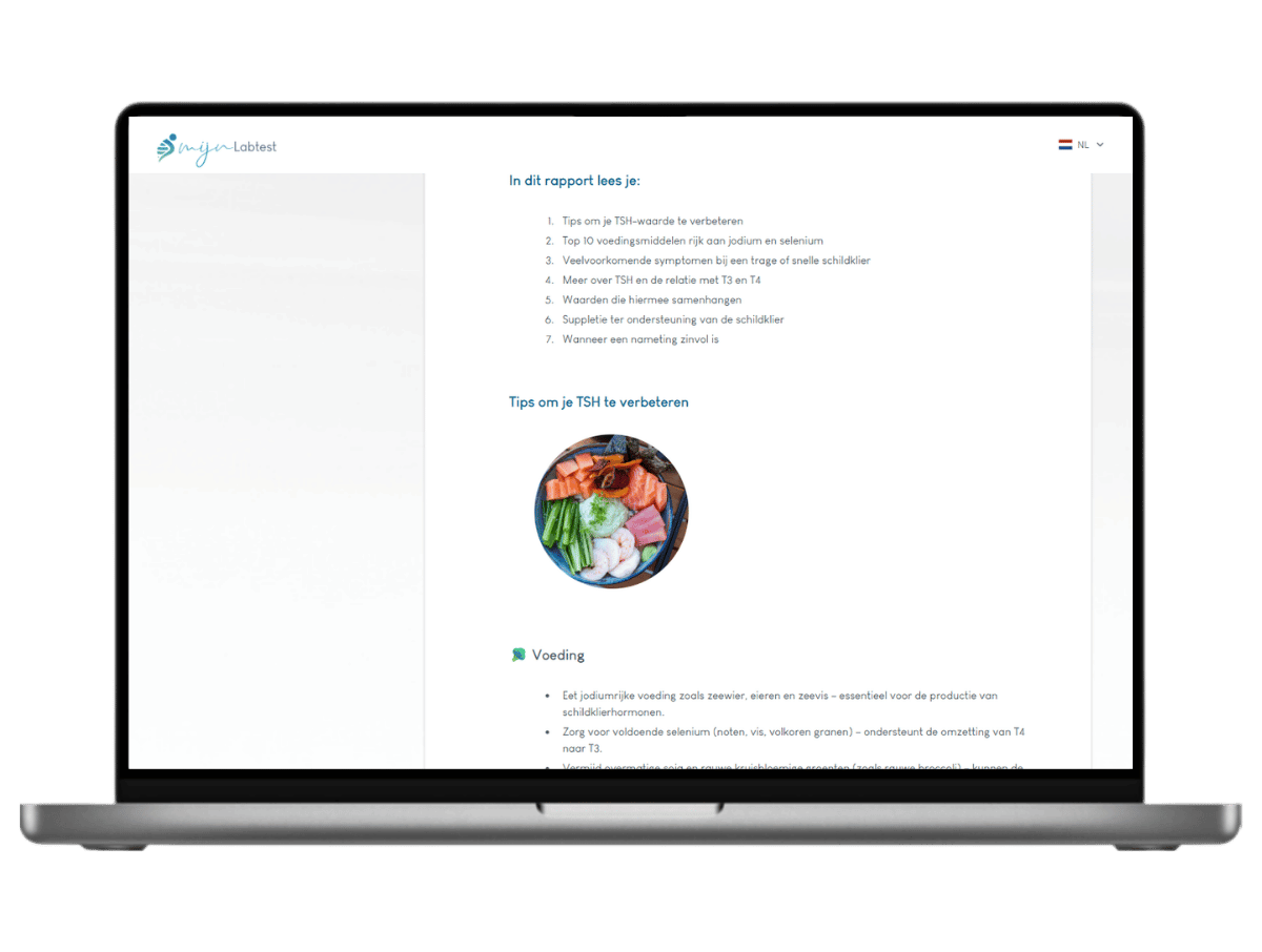 Mijnlabtest leefstijladvies schildklier test bio marker TSH 