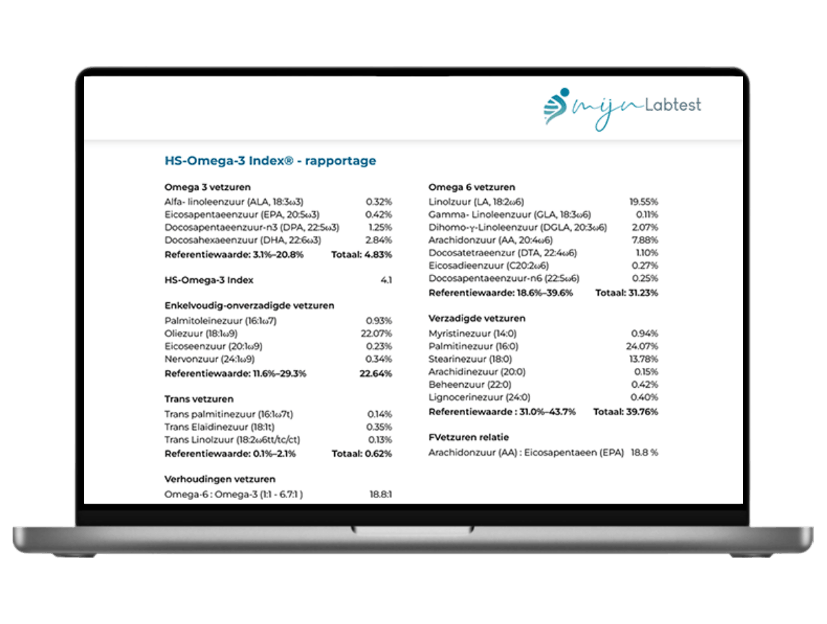 Deze vetzuren worden gemeten tijdens de omega 3 index test