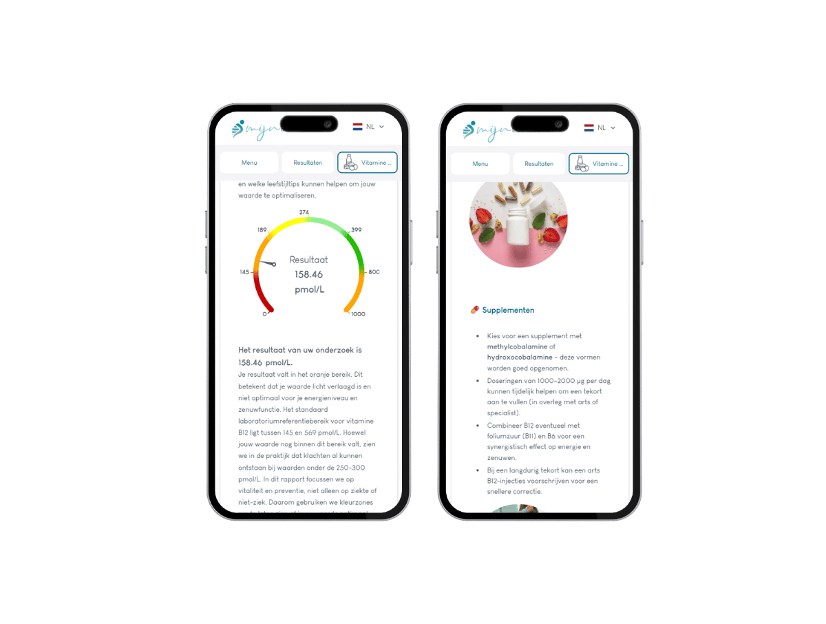 Zie hier een voorbeeld van het resultaat van je test