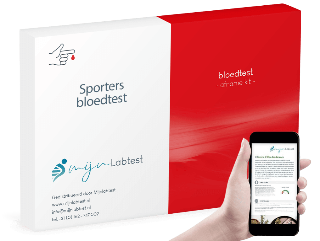het sport profiel bloedonderzoek wordt afgenomen met een eenvoudige test kit die we naar je opsturen