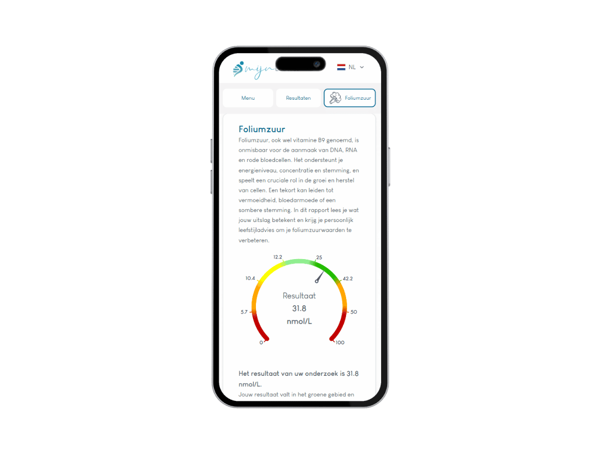 Het resultaat van je vitamine B test is eenvoudig af te lezen vanaf computer en telefoon. Het resultaat van je vitamine B test is eenvoudig af te lezen vanaf computer en telefoon.