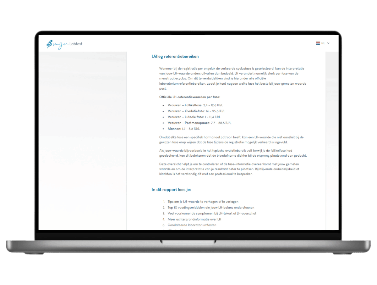 Binnen 4 werkdagen jouw persoonlijke uitslag. Binnen 4 werkdagen jouw persoonlijke uitslag.
