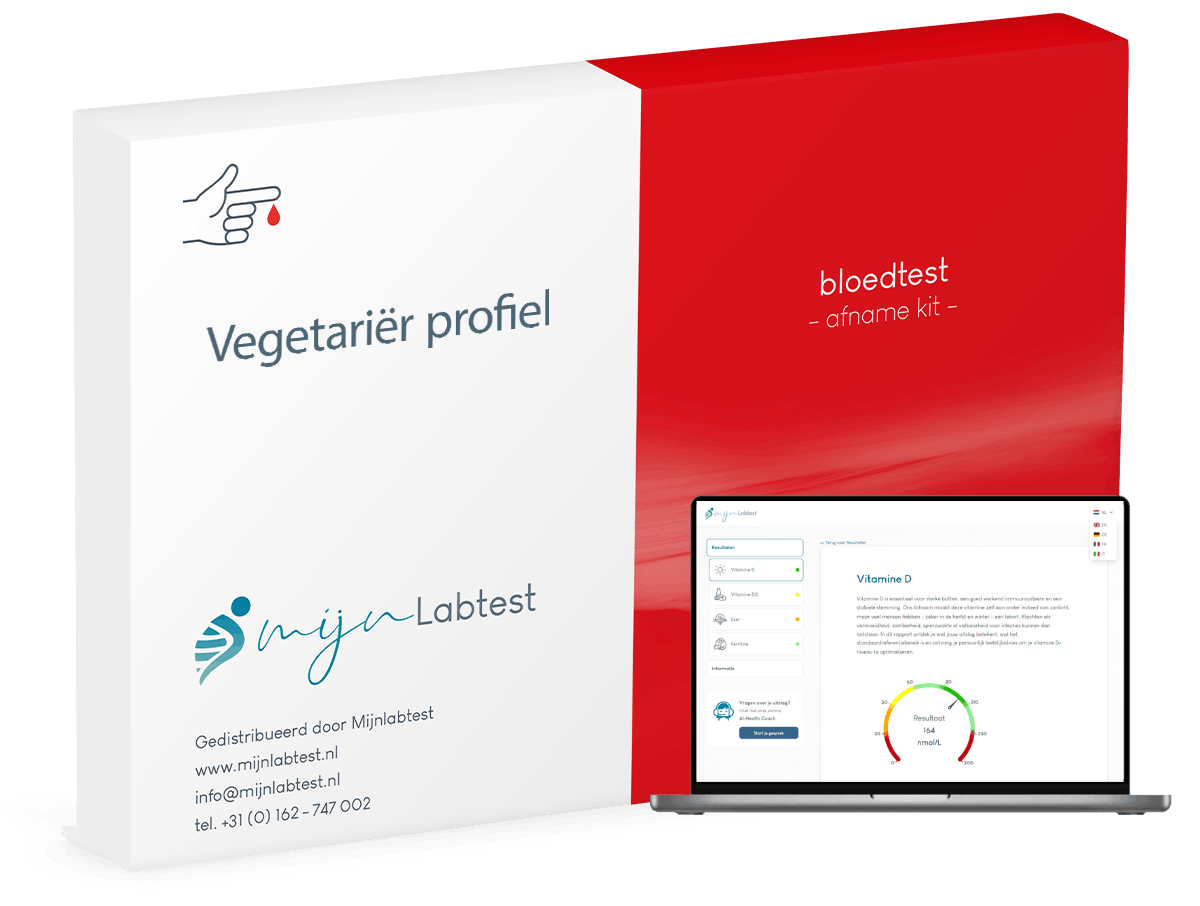 De vegetariër profiel bloedtest wordt per brievenbuspakketje naar je verzonden De vegetariër profiel bloedtest wordt per brievenbuspakketje naar je verzonden