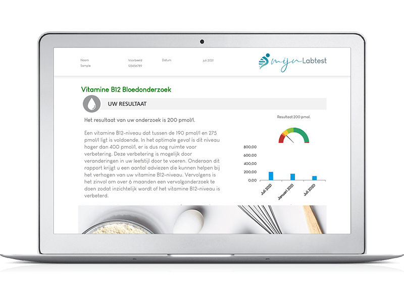 Na het testen van je vitamine B12 niveau kun je direct aan de slag met uitleg en tips uit het rapport. 