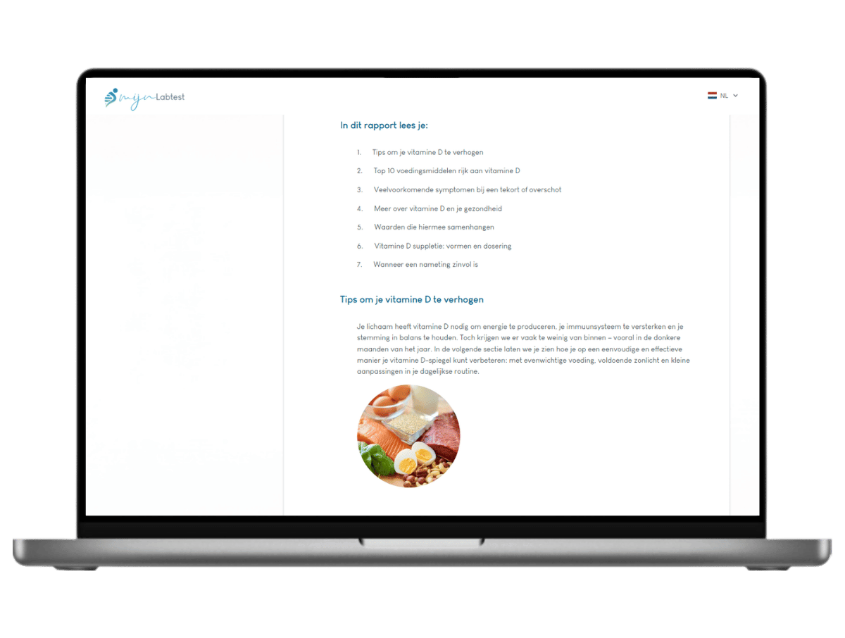 Inhoud van jouw vitamine D test rapportage