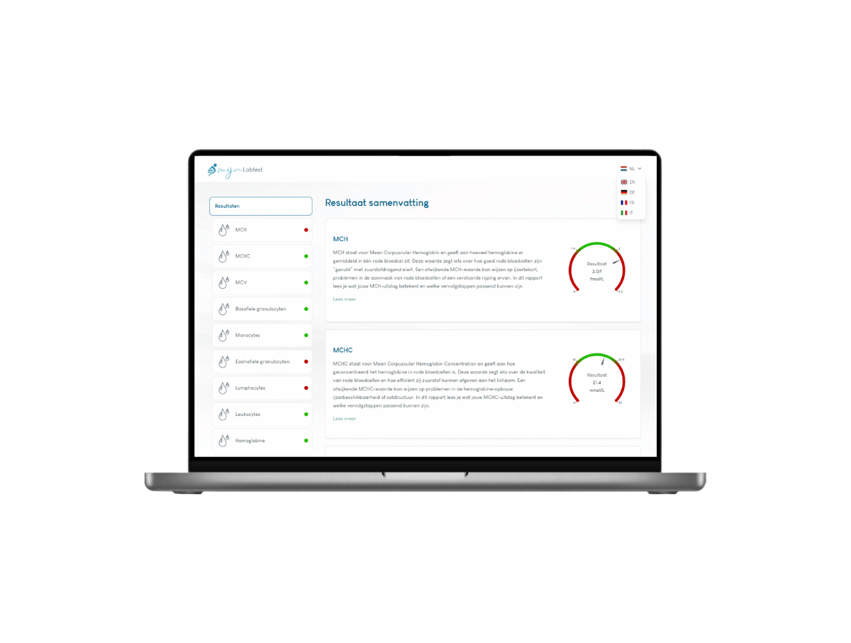 Zo ziet het resultaat van jouw bloedbeeld onderzoek eruit. Zo ziet het resultaat van jouw bloedbeeld onderzoek eruit.
