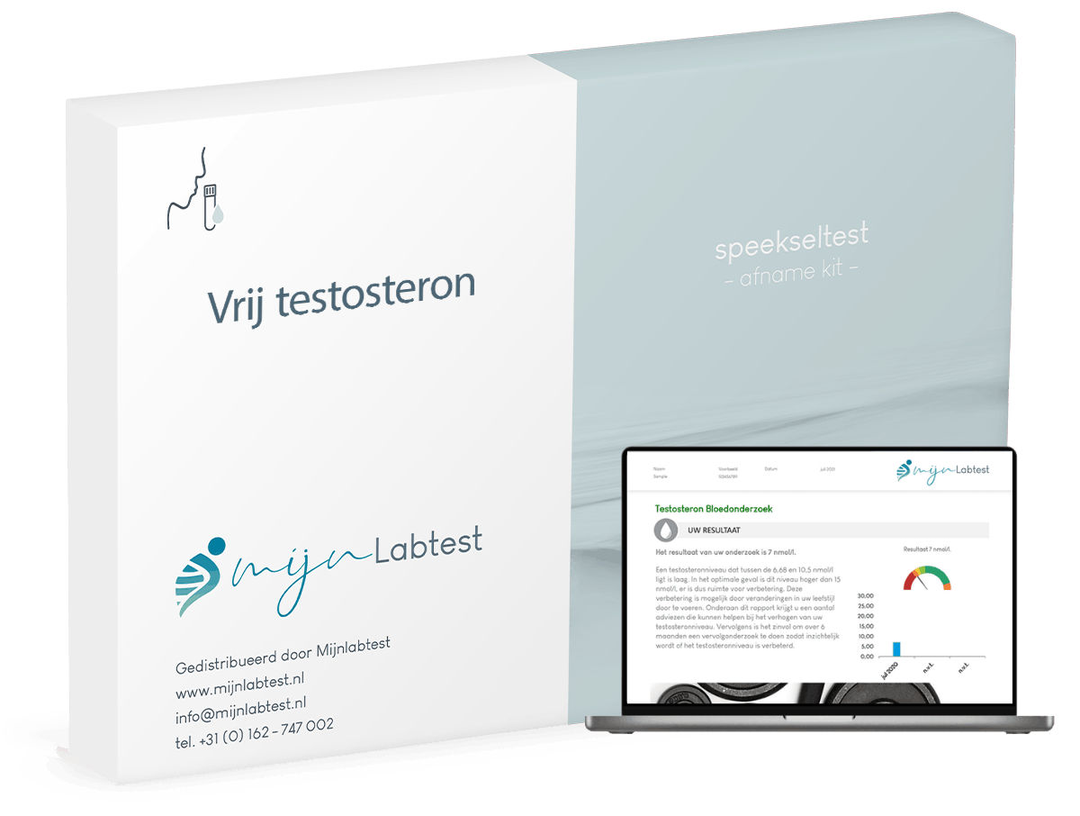 De vrij testosteron test wordt afgenomen met een eenvoudige speeksel kit die we naar je thuisadres opsturen